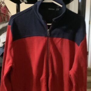 Nautica Midnight full zip pullover jacket, blue, red,‎ medium